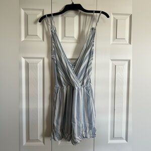 American Eagle Striped Blue and White Women's Romper